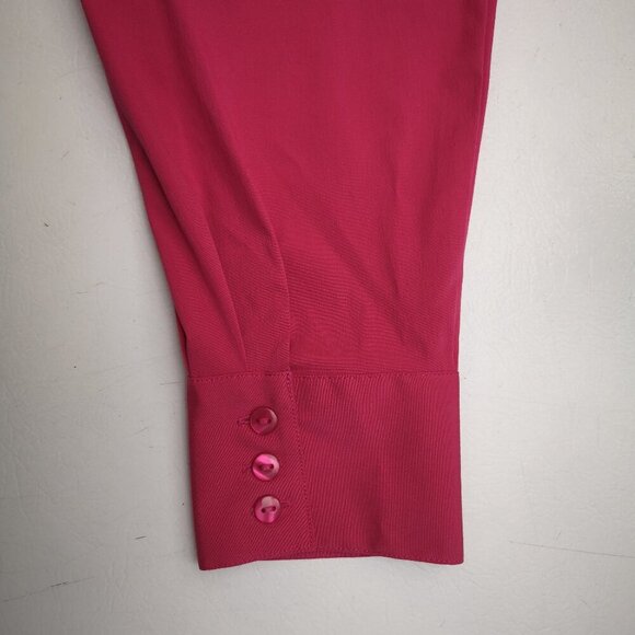 Penningtons Ladies Size 22 Dark Pink Button Front V-neck Long Sleeves Blouse - Picture 7 of 10